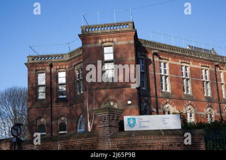 L'Università di Sheffield, edificio della Scuola di giurisprudenza a Sheffield, nel Regno Unito Foto Stock