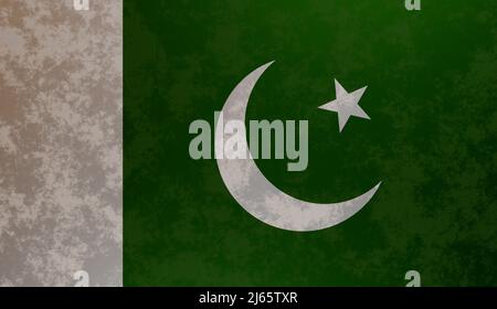 Grunge bandiera del Pakistan. Bandiera pakistana con grunge texture concrete 3D Render Foto Stock