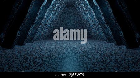 Terrazzo Granite Corridoio Hangar seminterrato corridoio sotterraneo Blue Turquoise Banner sfondo Sfondi per prodotto Presentazione sfondo rendering Foto Stock