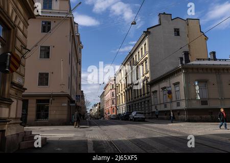 Helsinki, capitale della Finlandia, si trova sulle rive del Golfo di Finlandia, più a nord delle capitali europee continentali. Foto Stock