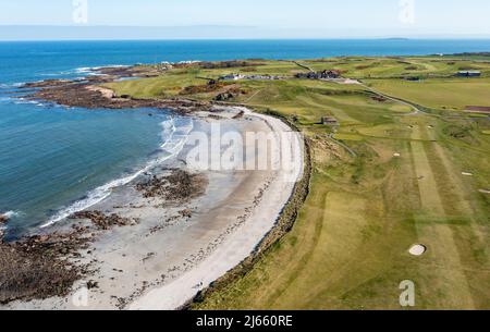 Vista aerea di Balcomie Links, Crail Golf Society, Crail, Scozia Foto Stock