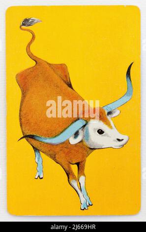 Trail Drive Playing Card - bestiame Longhorn Foto Stock