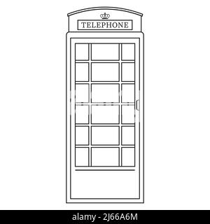 icona a forma di contorno nero della cabina telefonica, immagine vettoriale isolata in stile doodle. Illustrazione Vettoriale