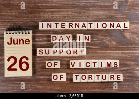 La celebrazione della Giornata Internazionale a sostegno delle vittime della tortura il 26 giugno Foto Stock