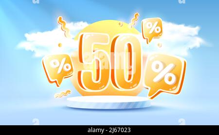 Offerta speciale Mega sale, banner sconto estate 50. Promozione cartello. Illustrazione vettoriale Illustrazione Vettoriale