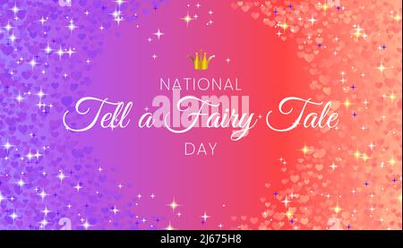 National Tell a Fairy tale giorno Illustrazione disegno con cuori Magico sfondo Banner Illustrazione Vettoriale