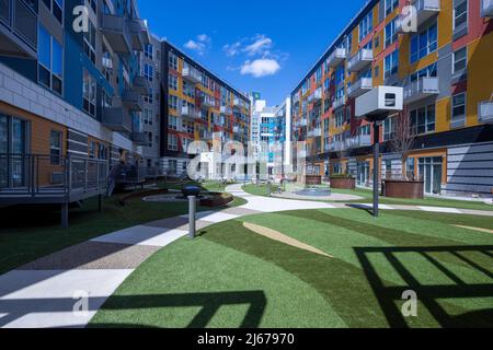 City Club Apartments, hotel di appartamenti a uso misto, Central Business District, Detroit, Michigan, Stati Uniti d'America Foto Stock