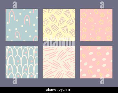 Set vettoriale di sei pattern e sfondi Illustrazione Vettoriale