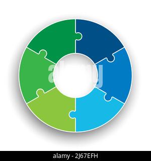 Diagramma infografico moderno a sei fasi Illustrazione Vettoriale