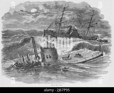 Perdita del monitor USS, dicembre 1862, nella guerra civile americana. illustrazione del 19th secolo Foto Stock