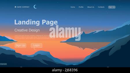 Home landing page viaggio natura modello landing business page sito web digitale landing page design concept - illustrazione vettoriale Illustrazione Vettoriale