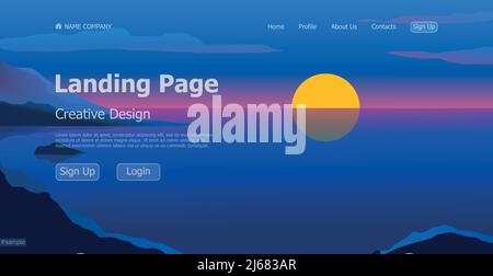 Home landing page viaggio natura modello landing business page sito web digitale landing page design concept - illustrazione vettoriale Illustrazione Vettoriale