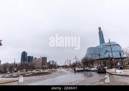 Marzo 23 2022 - Winnipeg Manitoba Canada - il museum del complesso dei diritti umani Foto Stock