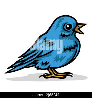 Twitter Bluebird Blue Baby Bird Cartoon Mascot Illustrazione Vector Social Media icona disegno Arte Illustrazione Vettoriale