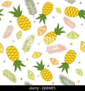 Modello di frutta di ananas, illustrazione vettoriale di colore Illustrazione Vettoriale