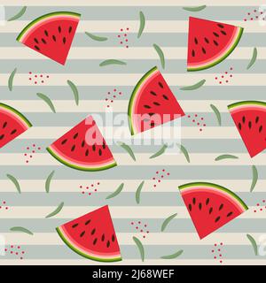Modello fruttato di cocomeri, illustrazione vettoriale a colori Illustrazione Vettoriale