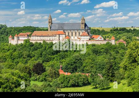 Monastero benedettino di Grovucomburg, Schwabisch Hall, Hohenlohe, Baden-Wurttemberg, Germania Foto Stock