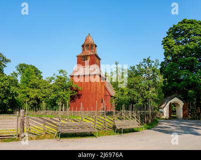 Chiesa di Seglora, museo all'aperto di Skansen, Stoccolma, Stockholm County, Svezia, Scandinavia Foto Stock