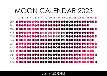 2023 Calendario Luna. Disegno astrologico del calendario. planner. Luogo per  gli adesivi. Mese ciclo planner mockup. Sfondo bianco e nero isolato  Immagine e Vettoriale - Alamy