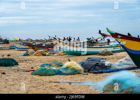 Una splendida vista mattutina alla spiaggia di Edward Elliot a Besant Nagar. Foto Stock