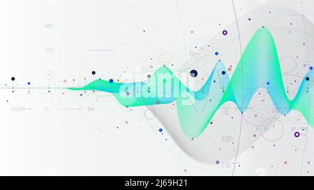 Flusso di big data - Presentazione futuristica infografica dell'analisi aziendale, illustrazione vettoriale, innovazione del concetto Hi-tech Illustrazione Vettoriale