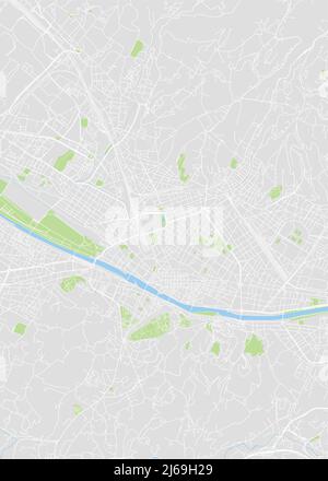 Mappa della città Firenze, mappa dettagliata a colori, mappa di navigazione a colori con illustrazione vettoriale Illustrazione Vettoriale