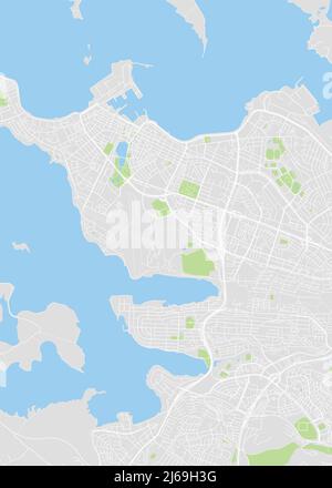 Mappa della città Reykjavik, schema dettagliato a colori della città, fiumi e strade, illustrazione vettoriale Illustrazione Vettoriale