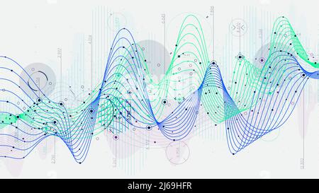 Dati statistici di pianificazione, background fantascientifica dell'indicatore analitico, innovazione del concetto Hi-tech Illustrazione Vettoriale