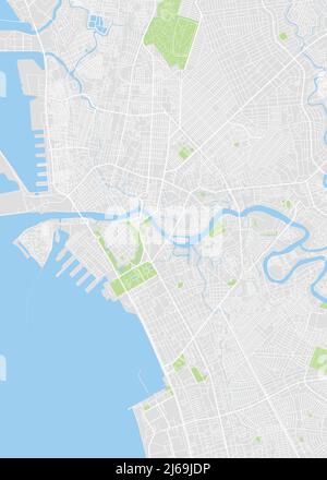 Mappa della città Manila, piano dettagliato a colori, illustrazione vettoriale Illustrazione Vettoriale