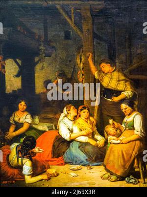 Interno di una casa ad Aragona (1866) di Valeriano Dominguez Becquer (1833 - 1870) Foto Stock