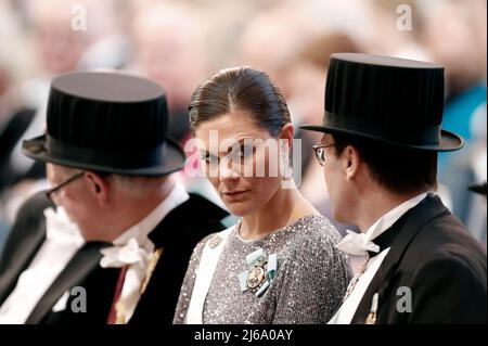 Stoccolma, Svezia. 29th Apr 2022. Crown Princess Victoria e Prince Daniel presso il Municipio di Stoccolma per una cerimonia di laurea dovuta al fatto che il principe Daniele è stato nominato medico onorario presso l'Istituto Karolinska. Stoccolma, Svezia 29 Aprile 2022 Foto: Christine Olsson / TT / Code 10430 Credit: TT News Agency/Alamy Live News Foto Stock