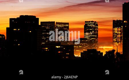 Sunrise sopra il centro cittadino di Los Angeles Foto Stock