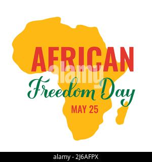 Poster della tipografia African Freedom Day. Africa festeggia la liberazione il 25 maggio. Modello vettoriale per banner, volantini, biglietti d'auguri, cartoline, ecc. Illustrazione Vettoriale