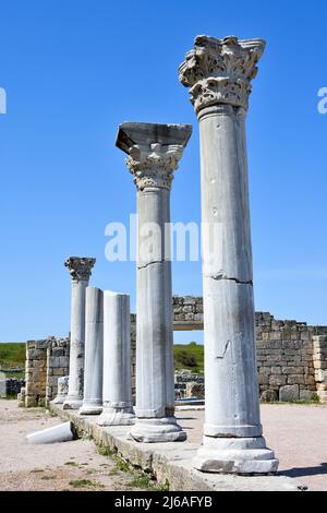 Rovine di Tauric Chersoneso a Sebastopoli, Crimea Foto Stock