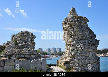 Rovine di Tauric Chersoneso a Sebastopoli, Crimea Foto Stock