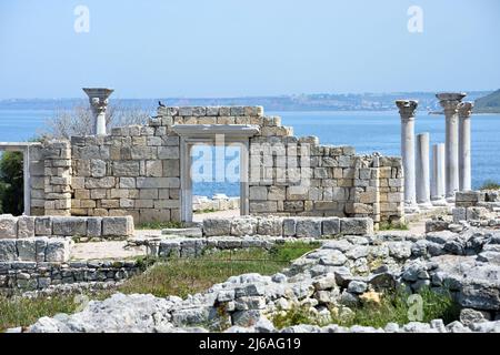 Rovine di Tauric Chersoneso a Sebastopoli, Crimea Foto Stock