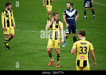 Melbourne, Australia, 29 aprile 2022. Reno Piscopo di Wellington Phoenix durante la partita Di calcio A-League tra Melbourne Victory e Wellington Phoenix all'AAMI Park il 29 aprile 2022 a Melbourne, Australia. Credit: Dave Hewison/Speed Media/Alamy Live News Foto Stock