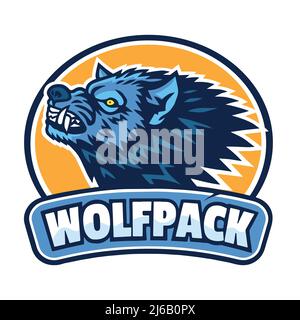 Snarling Wolf Logo Sport Esport Mascot Design Vector Art Illustrazione modello Illustrazione Vettoriale