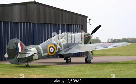 Caccia a due posti Hurricane WW II a White Waltham, Regno Unito Foto Stock