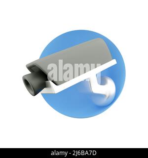 3D rendering videocamera di sicurezza. Sistema di sorveglianza CCTV bianco. 3d rappresentazione dell'illustrazione isolata su sfondo bianco Foto Stock