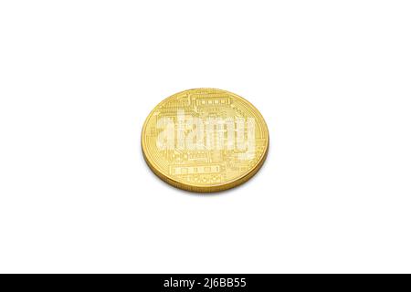 Moneta in oro bitcoin, lato opposto Foto Stock