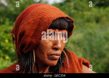 Donna indiana della tribù Amazzonica di Arawete in Brasile Foto Stock