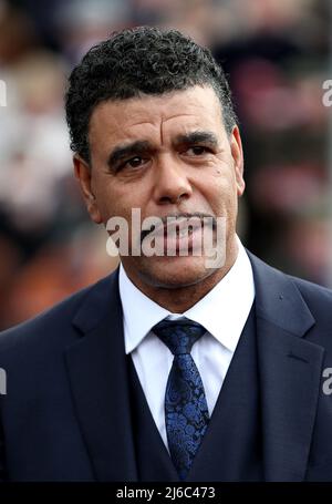 Foto del file datata 26/04/18 di Chris Kamara che lascia Sky Sports alla fine della stagione dopo 24 anni. Data di emissione: Sabato 30 aprile 2022. Foto Stock