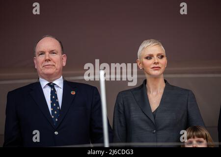 IL PRINCIPE ALBERTO II de Monaco, ritratto e Charlene de Monaco durante l'ePrix di Monaco 2022, meeting 4th del Campionato del mondo di Formula e ABB FIA 2021-22, sul circuito di Monaco dal 29 al 30 aprile, a Monaco - Photo Germain Hazard/DPPI Foto Stock