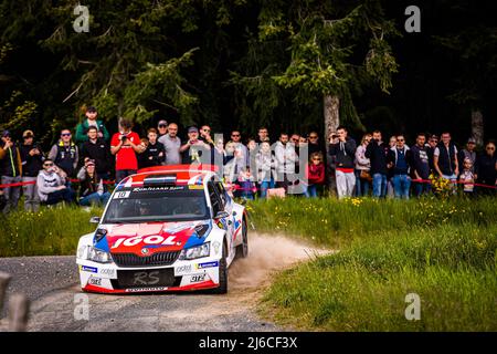 10 ROUILLARD Patrick, ZAZURCA Guilhem, Skoda fabia, azione durante il Rallye Rhône Charbonnières 2022, 2nd round del Championnat de France des Rallyes 2022, dal 28 al 30 aprile a Charbonnières-les-Bains, Francia - Foto Bastien Roux / DPPI Foto Stock