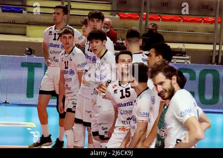 PalaMazzola, Taranto, 30 aprile 2022, Allianz Milano. Durante Gioca Off 5th posto - Gioiella Prisma Taranto vs Allianz Milano - Pallavolo Serie Italiana A Men Superleague Championship Foto Stock