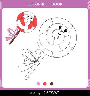 Cute lollipop di Natale per libro da colorare Foto Stock