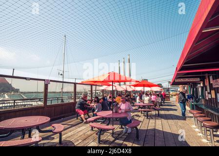 Mercato del pesce e Galley di Giovanni. Morro Bay, California, Stati Uniti. Foto Stock