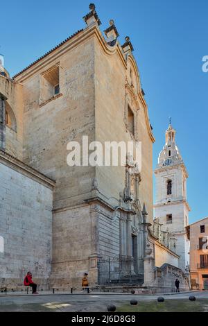 Chiesa Collegiata Basilica di Santa Maria o la Seo del 16th secolo nella città di Játiva, Xativa, Valencia, Comunità Valenciana, Spagna, Europa, Foto Stock