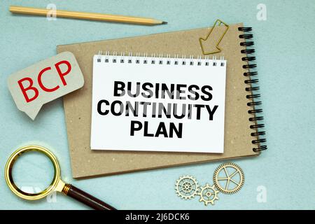 BCP - Business Continuity Planning Acronym on notepad, business concept background Foto Stock